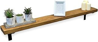 Handmade Solid Wood Radiator Shelf with Brackets | Rustic Slim Wall Shelf for Hallway Storage | Wooden Shelving (Tudor Oak, 90 cm)