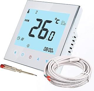 Nassboards Smart WiFi Electric Thermostat - Simple Installation, Compatible with Alexa, Google Home, WiFi Control, Electric Underfloor Heating - Installation Kit Included