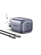 UGREEN USB C Charger 65W Macbook Charger with USB C Cable Nexode Foldable 3-Port GaN Fast Charger Plug Compatible with MacBook Pro/Air, Dell XPS, iPhone 16 Pro Max/16 Pro/16/15, iPad, Galaxy S24/S23