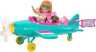 Barbie Chelsea Can Be Doll & Plane Playset, 2-Seater Aircraft with Spinning Daisy Propellor & 7 Accessories, Including Puppy & Stickers, HTK38