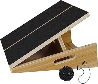 Glintoper Professional Wooden Slant Board, Adjustable Incline Calf Ankle Stretcher, 450 lbs Weight Capacity, Non-Slip Surface, Black