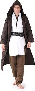 AENEY Jedi Costume Adult,Tunic Hooded Robes Medieval Fancy Dress Halloween Cosplay Masquerade Party Costume Full Set