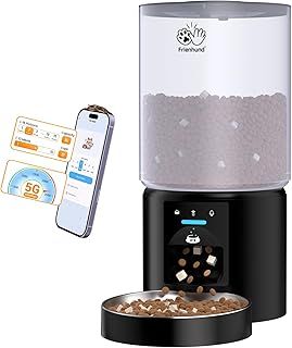 5L Automatic Cat Feeder with Sealed Outlet: 5G WiFi Automatic Dog Feeder with Large Food Storage Container, Cat Food Dispenser with APP Control for Multiple Pet, Detachable for Cleaning