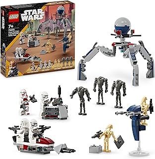 LEGO Star Wars 75372 Clone Trooper & Battle Droid Battle Pack, incl. 4 Minifigures, 5 Droids and a Speeder Bike with Shooters - Building Toys for 7+ Year Old Boys & Girls