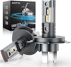 AGPTEK H4 LED Headlight Bulbs, 2 PCS 60W 16000LM 6000K Xenon White Wireless H4 Fanless Halogen Replacement Bulb CPS Chip Temperature Control, Non-polarity Plug and Play
