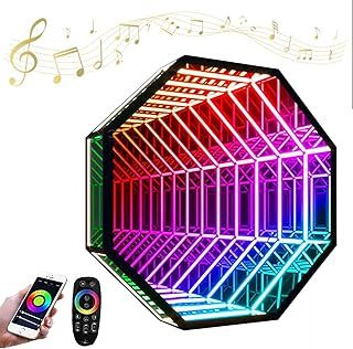 Infinity Mirror Tunnel Lamp, 3D Octagon Infinity Mirror Light with APP Control and Remote Control, RGB Mirror Tunnel Light for Party,28"/70cm