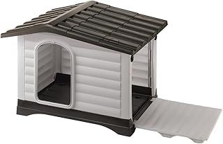 Ferplast DOGVILLA 110 Dog House with Opening Roof and Side - Liquid Drainage System - Ventilation Grille - Anti-Bite Aluminum Door - Insulating Feet - 111 x 84 xh 79 cm