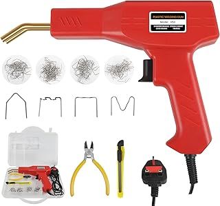 Plastic Welder Repair Kit，Plastic Welding Machine Car Bumper Repair Kit with 200 Flat/Wave/Outside & Inside Corner Staples & Plier, 50W Car Bumper Crack Repair Kit for Car Parts/Kayak/Canoe