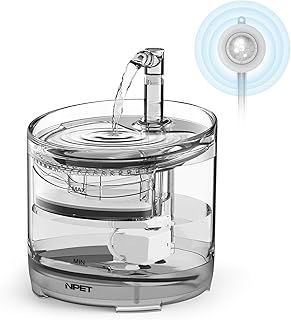 Cat Water Fountain with Sensor, Pet Drinking Fountain for Cats Dogs with Pump, Automatic Pet Water Dispenser with Filters, Drinking Bowl, Faucet, 3 Modes, Transparent, 1.5 L