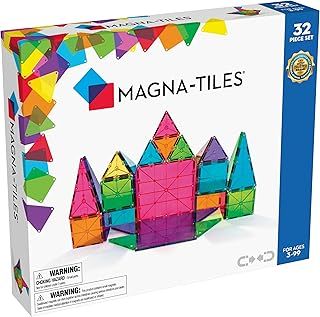 MAGNA-TILES Classic 32-Piece Magnetic Construction Set | Magnet Building Blocks | STEM Engineering Toys & Math Manipulatives | Preschool, Classroom, Playroom, Sensory Room Essentials