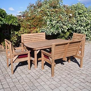 Patio Set, 6FT Table, 2 Chairs, 2 Benches - Delivered Fully Assembled, Furniture
