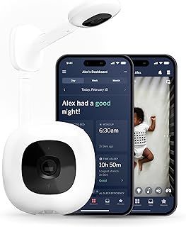 Nanit Pro Smart Baby Monitor and Wall Mount – 1080p Secure Wi-Fi Video Camera, Sensor-Free Sleep and Breathing Motion Tracker, 2-Way Audio, Sound and Motion Alerts, Night Vision