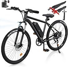 Finbike Electric Bike for Adults,26" Ebike 250W Motor Electric Bicycle with 36V 10.4Ah Removable Battery,100KM Range,7 Speed,Fast Charging, 5 Speed Modes,Dual Disk Brake Mountain Bike