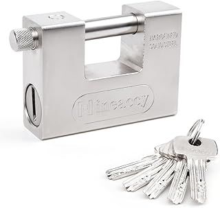 5 Keys Super Silver Heavy Duty Padlock Lock for Garage Warehouse Shipping Container