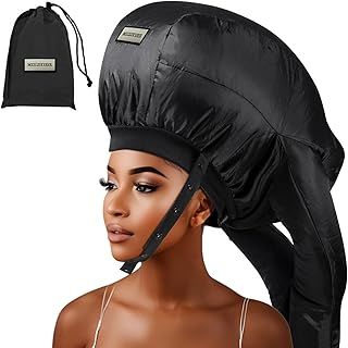 Hooded Hair Drying Bonnet - Large Size for Long Hair, Portable Heat Cap for Natural Curls, Deep Conditioning at Home