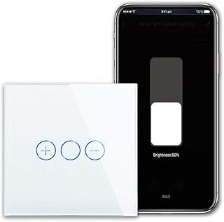 CNBINGO Smart Dimmer Switch for Dimmable LED Light, Voice Control by Alexa, Remote Control by Smart Life App, WiFi Touch Light Switch with Glass Wall Plate, Backlight, Neutral Wire Required