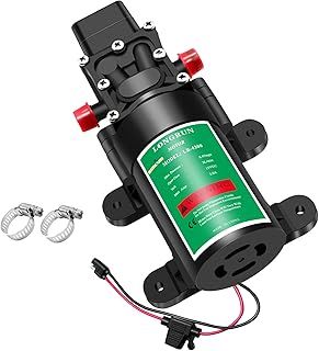 LONGRUN 12V Diaphragm Water Pump - High-Pressure Self Priming with Adjustable Pressure Switch, 3L/Min 65 PSI Sprayer Pump for Caravan, Camper, Boat, Shower, Lawn, Garden