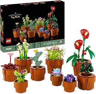 LEGO Botanicals Tiny Plants - 9 Potted Artificial Flowers Set for Indoors incl. Faux Cactuses & Red Anthurium - House Warming Gifts & Home Decor - 10329