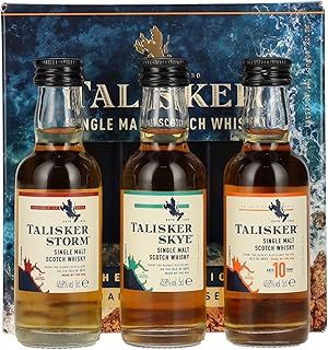 Talisker Single Malt Scotch Whisky | 45.8% vol | 3 x 5cl | Gift Pack | 3 Distinct Scottish Whisky Impressions | Peated | Smoky Flavour | Single Malt Whisky Made by the Sea