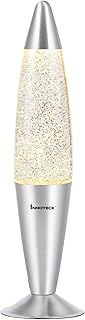 16” Soothing Motion Magma Lamp for Relaxation – Glass, Silver, 25 W, Siver Glitter/Clear Liquid
