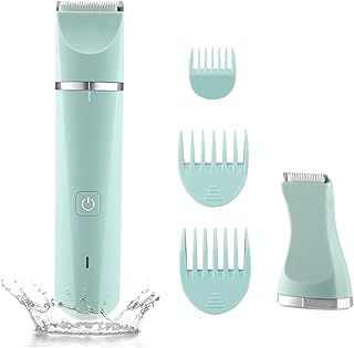 Electric Bikini Trimmer Women Lady Shaver for Women Body Hair Trimmer Bikini Legs Pubic Hair Trimmer for Womens, Ceramic Blades IPX7 Washable Head,Wet and Dry Use,Green