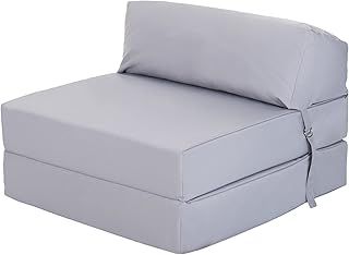 Comfortable Fold Out Z Bed Chair | Sofa Bed Futon Lightweight | Soft Water resistant Cover | Ergonomically Designed Single Mattress Zbed (Silver)