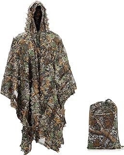 Ghillie Suit, Outdoor 3D Poncho Camo Stealth Cape Gillie Suit with Storage Bag, Breathable Ghillie Suits for Kids &Adults, Suitable for Military CS Woodland Hunting Clothing
