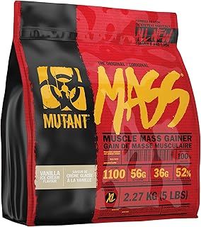 MUTANT Mass Weight Gainer Protein Powder with a Whey Isolate, Concentrate, and Casein Protein Blend, for High-Calorie Workout Shakes, Smoothies and Drinks, 2270g - Vanilla Ice Cream
