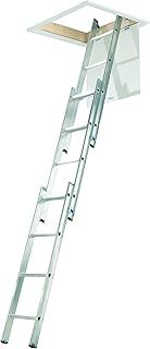 37000 3 Section Compact Aluminium Loft Ladder, Comfort D-Shaped Rungs, Inc. Stowing Pole, 150kg Load Capacity, Safety Certification EN14975, 5 Year Guarantee