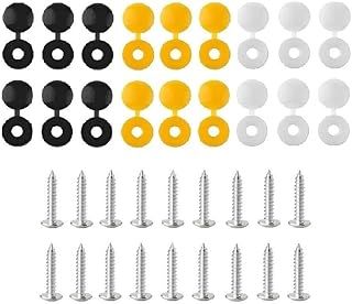 BEK-FIX® Number Plate Screws and Caps Fitting Kit, White Yellow & Black Caps & Screws 36 Piece