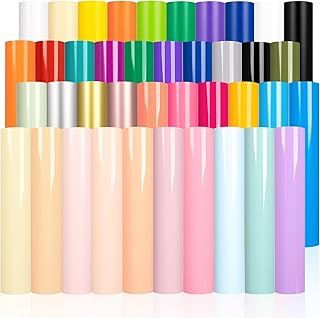 Permanent Adhesive Vinyl Bundle 40 Pack Adhesive Vinyl Sheets 12''x12'' Permanent Vinyl for Cups, Decals, DIY Craft Projects