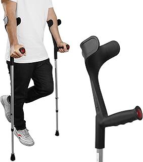 PEPE Mobility - Crutches for Adults Men (x2 Units, Open Cuff), Elbow Crutches for Women, Adjustable Walking - Made in Europe