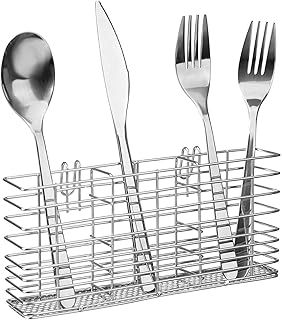 SANNO Stainless Steel Silverware Organizer with Hooks and Removable Drying Rack