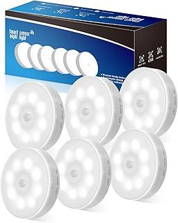 Motion Sensor Lights Indoor, 3 Modes Cupboard Lights, Rechargeable LED Stair Lights, USB Charging Night Lights, Sensor Step Light for Kitchen Stair Closet Under Cabinet (Cold White, 6 Pack)