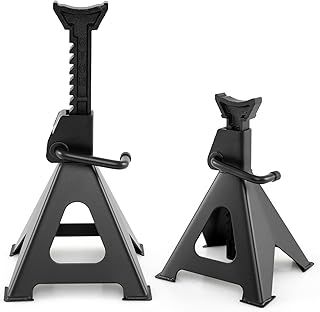 COSTWAY 2 Pcs Jack Stands, 6 Ton Capacity Per Stand, Heavy Duty Axle Stands with 39-62cm Adjustable Height, Self-Locking Design & Large Base, Car Support Lifting Stand for SUV, Pickup Truck