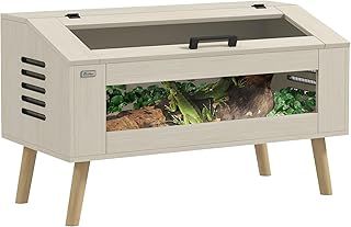 PawHut 140L Reptile Vivarium Terrarium with Tempered Glass Windows, Openable Top for Snake Lizards, Horned Frogs, Chameleons, Hamsters, Gerbils, 100 x 50 x 60cm
