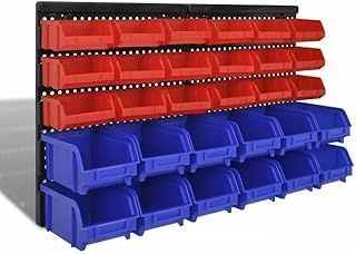 STARNINE 32Pcs Workshop Storage 32Pcs Wall Mount Storage Organiser Pegboard with Bins Garage Pegboard for Walls Shed & Garage Storage Solution Wall Mount Tools Screws Nuts Organiser