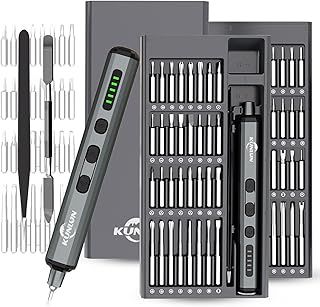 KUNLUN Electric Screwdriver Set, 72 in 1 Precision Cordless Rechargeable Mini Screwdriver Set with 64 Magnetic Bits S2 Steel with Led Light, Small Electric Screwdriver for Laptop Watch Camera Repair