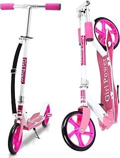 Scooters for Kids Ages 3-12, Folding Kick Scooter with 190mm Big Wheels and Carry Strap, Lightweight Childrens Scooter with Kickstand, 3 Adjustable Handlebar, up to 100Kg