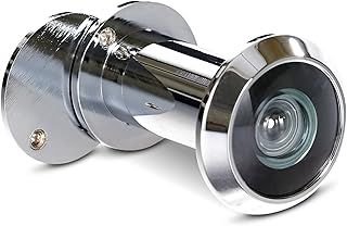 Door Viewer Chrome Style - Security Spy Hole for 35-55mm Doors - 200° Wide Angle Peephole for Doors incl. Glass Lense - Silver Eye Hole