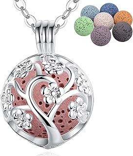 INFUSEU Long Necklaces for Women Aromatherapy Essential Oil Diffuser Dream catcher Pendant Silver Plated Boho Diffuser Inspirational Naughty Anxiety Birthday Gift for Her Women
