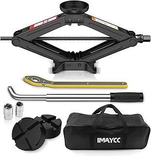IMAYCC 2.5 Ton Universal Scissor Jack with Rubber Pad, Portable Tire Jack Changing Kit with Lug Wrench, Emergency Kit for Car, SUV, MPV