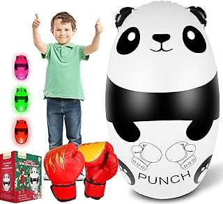 Punching Bag for Kids with Boxing Gloves 120cm Light Up Panda Inflatable Boxing Bag Stress Relief Toy for Kids 3-9 for Boys & Girls BPA-free(3xAAA Batteries Not Included)