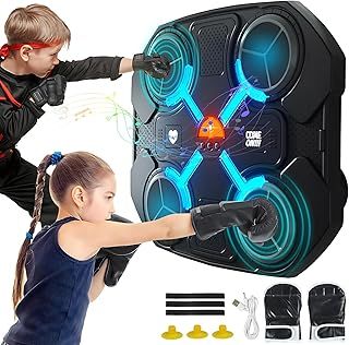 Boxing Machine, Music Boxing Machine Kids, Smart Musical Boxing Machine with Gloves, Bluetooth Boxing Machine Wall Mounted for Children with 3-Level Speed, Punching Machine for Home Exercises