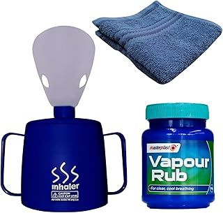 Medisure Steam Inhaler with Healthcare Vapour Rub and Face Cloth - Effective Steam Inhaler for Cold and Cough Relief | Sinusitis Treatment | Nasal and Throat Steamer | Ideal for Blocked Nose Relief