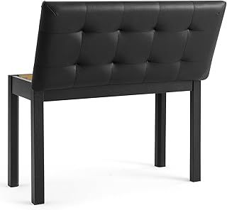 MUSTAR Piano Bench Piano Stool with Storage, 74cm Large Seat Solid Wooden Keyboard Bench, Soft Faux Leather Padded Seat for Vanity, Living Room, Bedroom (Black)