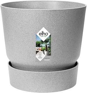 elho Greenville Round 30 - Large Flower Pot with Integrated Water Reservoir - Indoor & Outdoor - 100% Recycled Plastic - Ø 29.5 x H 27.8 cm - Grey/Living Concrete