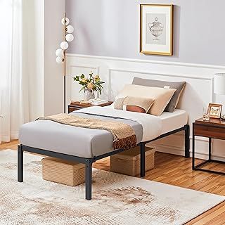 Yaheetech 41cm Single Bed Frame Metal Solid 3ft Single Platform Bed with Heavy Duty Steel Slat Support/Non-slip Mattress Foundation/No Box Spring Needed/Under-bed Storage Space Assembly