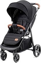 Kinderkraft GRANDE PLUS Stroller pushchair for toddlers from Birth to 22 kg, Extra-large hood, Lie-flat position, Folding with one hand, Shock absorption on all wheels, Black