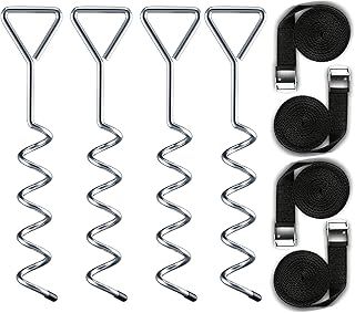 Delex Heavy Duty Galvanized Trampoline Anchor Peg Kit/Tie Down Kit, Fits all Trampolines. Ground Camp Swings, Garden Sheds, Play Sets and much more Tent Fish